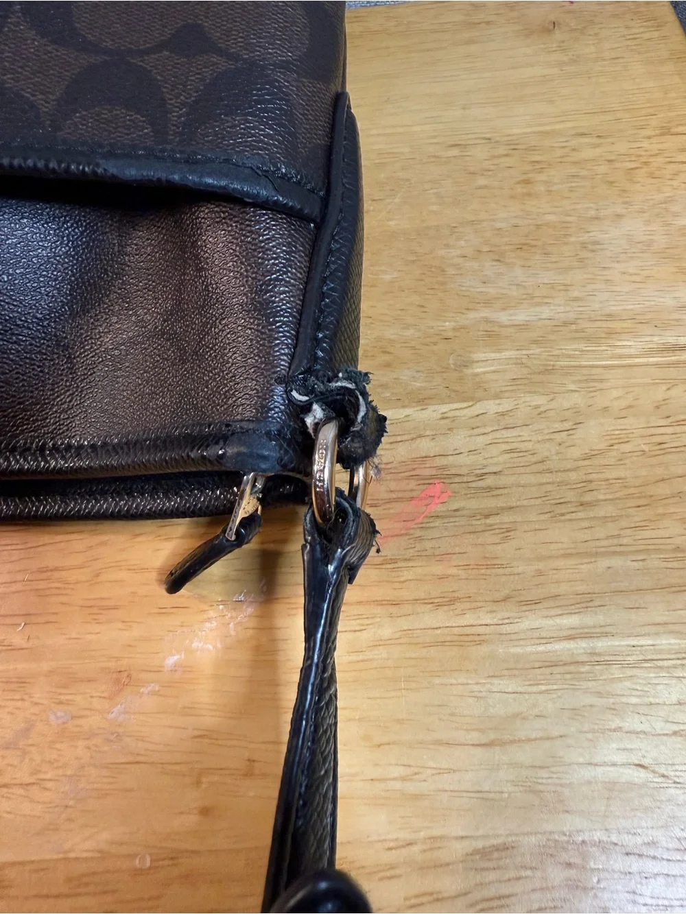 Coach Dark Brown Signature Crossbody Bag with Black Trim